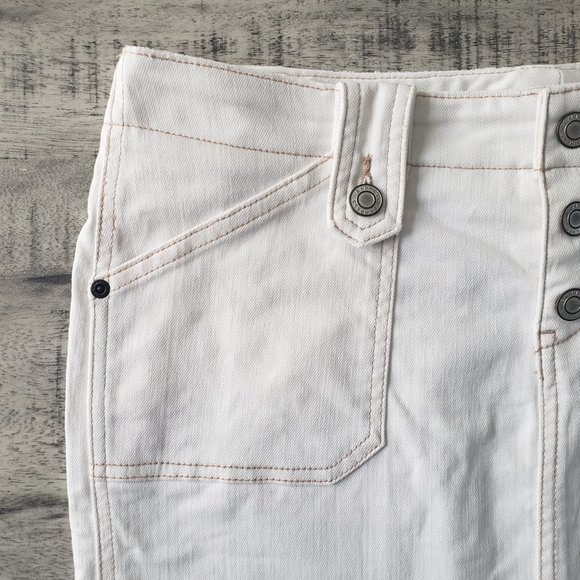 Y2K Express White Washed Button Fly Denim Skirt - Picture 3 of 11